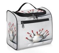 Mexpekil Trousse de toilette de voyage à suspendre avec 11 compartiments, boule de bowling blanche, balles de sport, trousse de maquillage, trousse de maquillage, organisateur de voyage pour