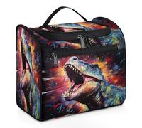 Mexpekil Trousse de toilette de voyage à suspendre avec 11 compartiments, dinosaure hurlant, impression artistique, résistante à l'eau, trousse de maquillage, organisateur de voyage pour accessoires,