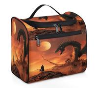 Mexpekil Trousse de toilette de voyage à suspendre avec 11 compartiments, dinosaures contre dinosaures, thème animaux de science-fiction, trousse de maquillage résistante à l'eau, organisateur de