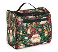 Mexpekil Trousse de toilette de voyage à suspendre avec 11 compartiments, esprit de vacances du Père Noël, trousse de maquillage résistante à l'eau, organisateur de voyage pour accessoires,