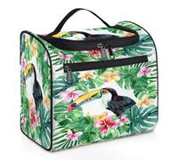 Mexpekil Trousse de toilette de voyage à suspendre avec 11 compartiments, feuille de palmier Tucano, résistante à l'eau, trousse de maquillage, organisateur de voyage pour accessoires, shampooing,
