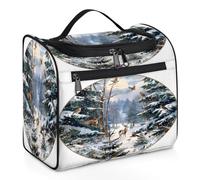 Mexpekil Trousse de toilette de voyage à suspendre avec 11 compartiments, forêt enchantée, résistante à l'eau, trousse de maquillage, organisateur de voyage pour accessoires, shampooing, articles de