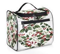 Mexpekil Trousse de toilette de voyage à suspendre avec 11 compartiments, Holly Berry Bliss, résistante à l'eau, trousse de maquillage, organisateur de voyage pour accessoires, shampooing, articles de