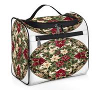 Mexpekil Trousse de toilette de voyage à suspendre avec 11 compartiments, houx et poinsettia Bliss - Résistante à l'eau - Organiseur de voyage pour accessoires, shampooing, articles de toilette, Holly