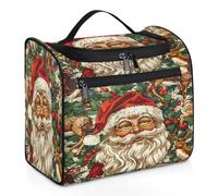 Mexpekil Trousse de toilette de voyage à suspendre avec 11 compartiments, Jolly Santa Cheer, résistante à l'eau, trousse de maquillage, organisateur de voyage pour accessoires, shampooing, articles de