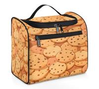 Mexpekil Trousse de toilette de voyage à suspendre avec 11 compartiments, résistante à l'eau, pour maquillage, cosmétiques, accessoires, shampooing, articles de toilette, Cookies