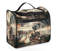 Mexpekil Trousse de toilette de voyage à suspendre avec 11 compartiments, train à vapeur venant de loin, trousse de maquillage résistante à l'eau, organisateur de voyage pour accessoires, shampooing,