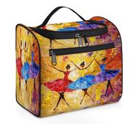 Mexpekil Trousse de toilette de voyage à suspendre avec 11 compartiments, trois ballets, beautés dansantes, peinture à l'huile, trousse de maquillage résistante à l'eau, organisateur de voyage pour