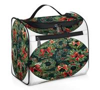 Mexpekil Trousse de toilette de voyage à suspendre avec 11 compartiments, Yuletide Bow Symphony, résistante à l'eau, trousse de maquillage, organisateur de voyage pour accessoires, shampooing,