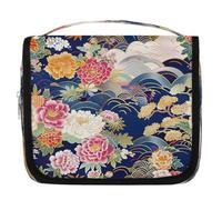 Mexpekil Trousse de toilette de voyage à suspendre pour femme - Motif fleurs japonaises et feuilles - Grande trousse de toilette portable pour maquillage - Pour filles et garçons