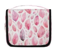 Mexpekil Trousse de toilette de voyage à suspendre pour femme - Plume rose - Grande trousse de toilette portable pour maquillage - Pour filles et garçons