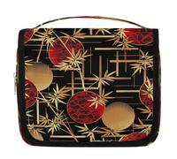 Mexpekil Trousse de toilette de voyage à suspendre pour femme - Style japonais - Grande trousse de toilette portable en bambou - Organiseur de maquillage pour filles et garçons