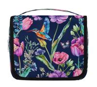 Mexpekil Trousse de toilette de voyage étanche à suspendre avec crochet Motif colibri Motif fleurs d'iris