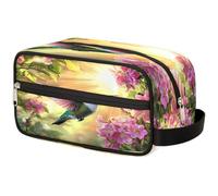 Mexpekil Trousse de toilette en forme de colibri avec fleur d'orchidée, trousse de toilette, trousse de maquillage, pochette de rangement pour femmes, hommes, garçons et filles