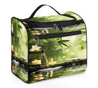 Mexpekil Trousse de toilette japonaise zen à suspendre en forme de feuille de bambou pour homme et femme - Grande trousse de maquillage étanche pour voyage, multicolore, 10.2 x 6.5 x 9.2 inches,