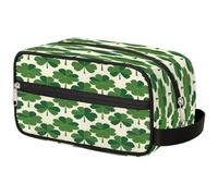Mexpekil Trousse de toilette St Patrick avec feuille de trèfle vert - Trousse de toilette - Trousse de maquillage - Trousse de voyage pour femmes, hommes, garçons et filles