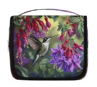 Mexpekil Trousse de toilette violette avec motif colibri, orchidée, pour femmes, hommes, femmes, étanche, à suspendre, avec crochet, trousse de maquillage