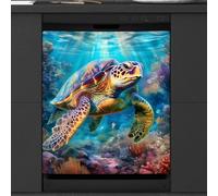 Mexpekil Turtle Sea Aimant de lave-vaisselle 53,3 x 66 cm Autocollant décoratif pour porte d'entrée étanche Panneau magnétique