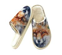Mexpekil Watercolor Fox Head Pantoufles en mousse à mémoire de forme pour femme