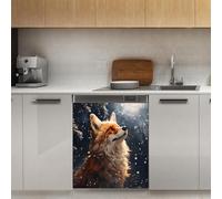 Mexpekil Wild Fox Aimant de lave-vaisselle 53,3 x 66 cm, autocollant décoratif pour porte d'entrée, panneau magnétique imperméable pour cuisine