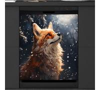 Mexpekil Wild Fox Aimant pour lave-vaisselle | Housses décoratives réutilisables pour lave-vaisselle, panneau avant magnétique, autocollant pour appareils de cuisine