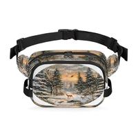 Mexpekil Woodland Reverie Sac banane imperméable avec fermeture éclair bidirectionnelle et sangle réglable, Noir