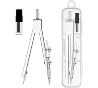 MEXRUMI 1 Pièce Compas Professionnel Compas À Réglage Rapide Compas Scolaire Compas Scolaire De Précision Avec 3Pcs Mines De Rechange Pour Compas Pour Dessin Mathématique (Argent)