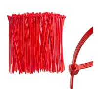 MEXRUMI 100 Pièces Rouge Serre-Câbles Électriques Zip Ties Attache Cable Electrique Collier Electricien Attache Câble En Nylon Serre Cable Plastique (200 Mm X 3 Mm)