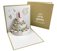 MEXRUMI 3D Pop Up Cartes De Voeux Anniversaire, Carte D'Anniversaire Avec Belle Coupe Papier Et Enveloppe, Lumière Et Musique Cartes D'Anniversaire Drôles Pour Femmes Hommes Enfants Filles Amies (Or)