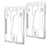 MEXRUMI Pochettes Pour Cartes D'Identité, Pack De 2 Porte-Clés Résistants Plastique Dur Protection Transparente Pour Cartes Fente Pour Le Pouce Étui Pour Cartes École Fournitures De Bureau