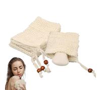 MEXRUMI Sac À Savon Bio De 4 Pièces, Sac À Savon En Sisal, Sac À Savon Naturel, Faire Mousser Et Sécher Le Savon, Gommage, Massage, Sac À Savon ,Sac À Savon, Restes De Savon ,Sac À Savon