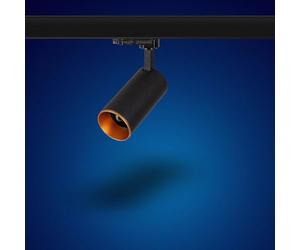 Mextronic Spot 3 phases GU10 : spot rotatif et orientable pour système de rail - Lampe 3 phases en noir et or (Genius L503)