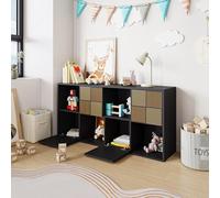 MEXUS Bibliotheque, Meuble Rangement, Cube de Rangement 4 Portes D'armoire 4 Partition Ouverte, Applicable à Seulement Meuble Rangement Polyvalent Librement Différents Espaces et Besoins (Noir)