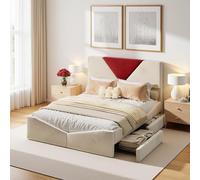 MEXUS Lit Double 140x190cm, Lit avec Rangement 4 Tiroir, Lit Capitonné, Applicable à Meubles Parfaits Personnes Vivant dans Petits Appartements ou Chambres Louées Espace Limité (140 x 190 c)