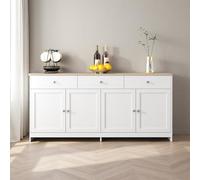 MEXUS Meuble Rangement Cuisine, Bahut Salle Manger 3 tiroir 4 Porte, Meuble Cuisine avec Plan Travail, Meuble Rangement, Ldéal Petits Objets Tels Couverts, D'épices, Nappes, Factures, etc