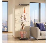 MEXUS Vitrine en Verre, Armoire de Collection Verticale, vitrine en Verre à 4 Couches pour Objets de Collection, Livres, vin, Convient pour Bureau, Salon, Cuisine, 164 x 42,5 x 36,5 cm (Noir)
