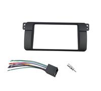 MEXWLOP 1 for 2 Double Din Fascia, for, série 3 E46 1998-2005 Kit de Garniture Montage Tableau Bord Radio Adaptateur d'antenne câblage ISO Garniture Audio pour Voiture(180x105mm with Cable)