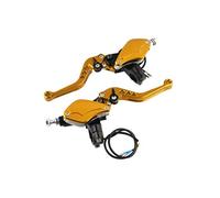 MEXWLOP 1 paire 22 cm 7/8 leviers de cylindre de moto universels pompe de frein hydraulique poignées d'embrayage levier de guidon réservoir ensemble accessoires Yamah Levier de frein moto(Yellow)