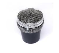 MEXWLOP Cendrier de voiture portable en strass avec lumière en cristal et diamant for voiture, cendrier de rangement, porte-gobelet, noir, for filles et femmes Cendrier de voiture(Schwarz)