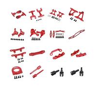 MEXWLOP Kit d'accessoires de Modification en métal, Bras Suspension, Jeu d'articulations Direction, for Tamiya, for TT-02 TT02 1/10 RC, pièces Mise à Niveau Voiture Bras de Suspension(Rot)
