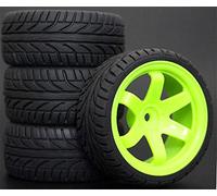 MEXWLOP Lot de 4 Jantes Roue en Caoutchouc RC 26 mm, hexagonales 12 1:10, for HSP, for HPI, Sprint 2 Drift RS4 sur Route 4WD Roues pour Voitures Miniatures radiocommandées(703-8002)