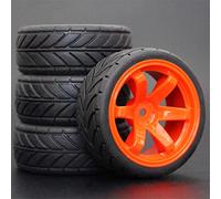 MEXWLOP Lot de 4 Jantes Roue en Caoutchouc RC 26 mm, hexagonales 12 1:10, for HSP, for HPI, Sprint 2 Drift RS4 sur Route 4WD Pneus Haute adhérence pour télécommande(704-6086)