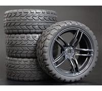 MEXWLOP Lot de 4 Jantes Roue en Caoutchouc RC 26 mm, hexagonales 12 1:10, for HSP, for HPI, Sprint 2 Drift RS4 sur Route 4WD Roues pour Voitures Miniatures radiocommandées(9065-6017)