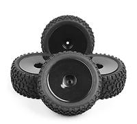 MEXWLOP Lot de 4 pneus Avant et arrière en Caoutchouc, Jante Roue 1/10 Buggy, for HSP, for HPI, RC Off-Road Car 25026 27011 Roues pour Voitures Miniatures radiocommandées