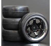 MEXWLOP Lot de 4 pneus en Caoutchouc 1/10 for Voiture Course RC, Jante Roue sur Route HSP HPI, diamètre 65 mm, 94123-94122 Pneus Haute adhérence pour télécommande(1002-6018)