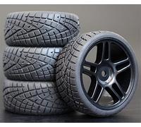 MEXWLOP Lot de 4 pneus en Caoutchouc for Voiture Course RC 1/10, Jantes Roue sur Route, for HSP, for HPI, pièce, diamètre 65 mm, 94123-94122 Pneus Haute adhérence pour télécommande(905B-8001)