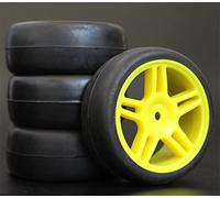 MEXWLOP Lot de 4 pneus en Caoutchouc for Voiture Course RC 1/10, Jantes Roue sur Route, for HSP, for HPI, pièce, diamètre 65 mm, 94123-94122 Pneus Haute adhérence pour télécommande(901Y-6018)