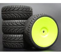 MEXWLOP Lot de 4 pneus en Caoutchouc for Voiture Course RC 1/10, Jantes Roue sur Route, for HSP, for HPI, pièce, diamètre 65 mm, 94123-94122 Pneus Haute adhérence pour télécommande(901G-8002)