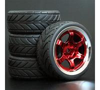 MEXWLOP Lot de 4 pneus en Caoutchouc for Voiture Course RC 1/10, Jantes Roue sur Route, for HSP, for HPI, pièce, diamètre 65 mm, 94123-94122 Pneus Haute adhérence pour télécommande(1003-6086)