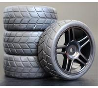 MEXWLOP Lot de 4 pneus en Caoutchouc for Voiture Course RC 1/10, Jantes Roue sur Route, for HSP, for HPI, pièce, diamètre 65 mm, 94123-94122 Pneus Haute adhérence pour télécommande(905B-6083)